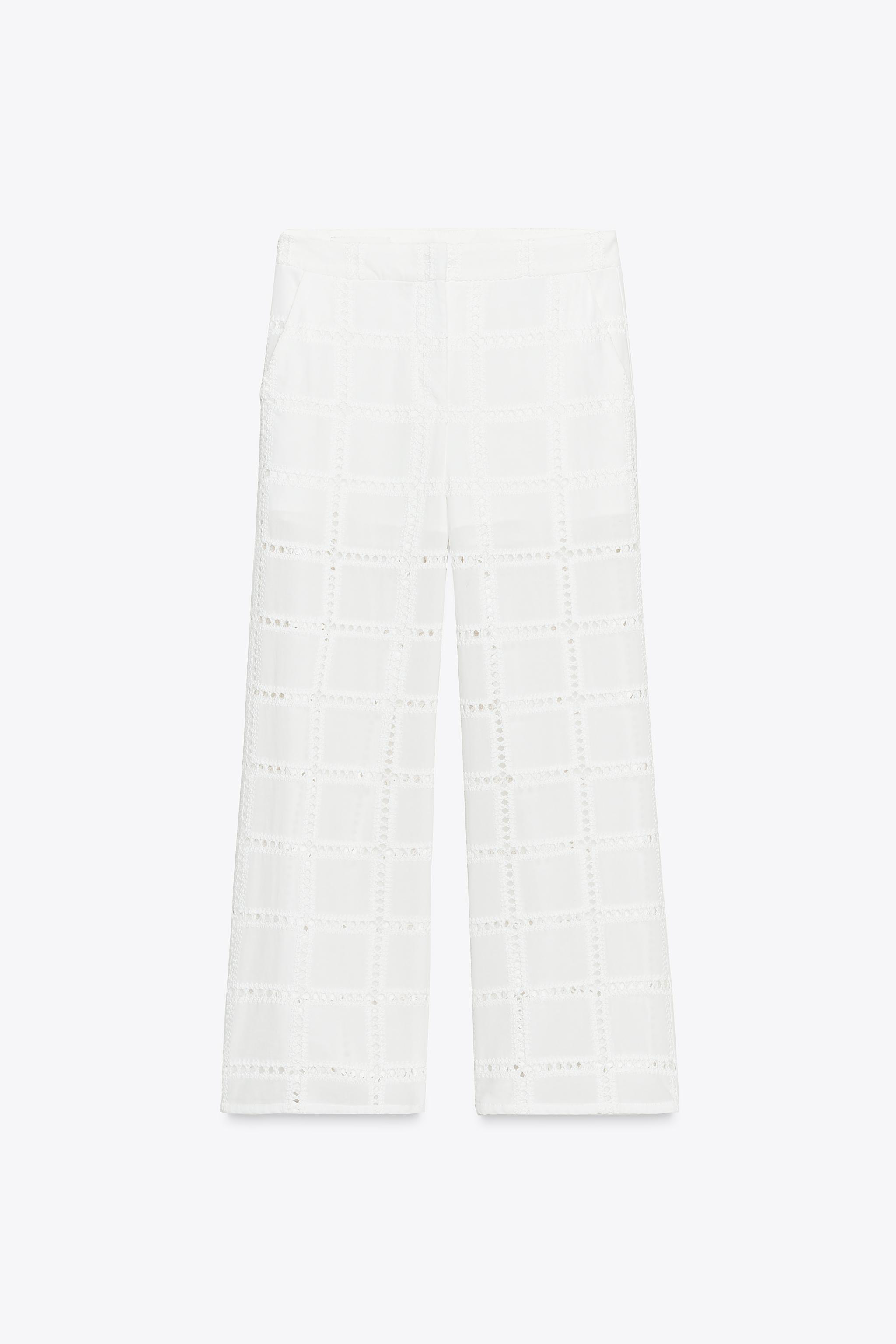 STRAIGHT LEG PANTS WITH OPENWORK EMBROIDERY